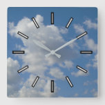 [ Thumbnail: White/Gray Clouds and Blue Sky Square Clock ]