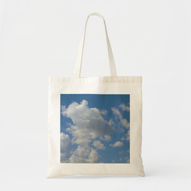 White/Gray Clouds and Blue Sky Tote Bag (Front)