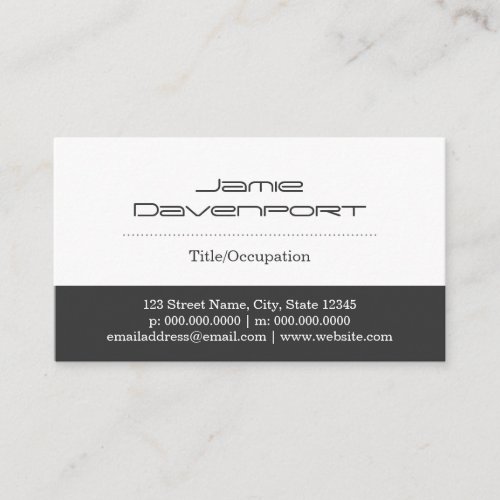 Grey White MInimal Modern Bold Business Card