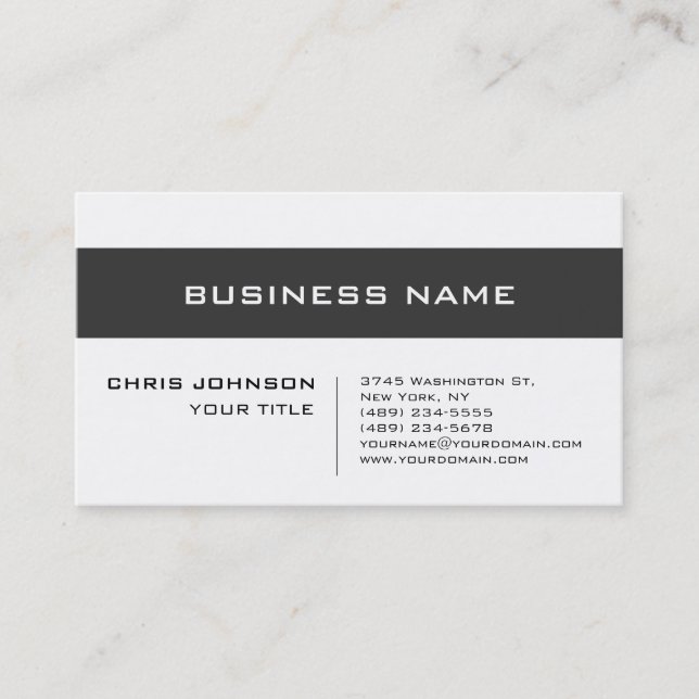 White Gray Contemporary Consultant Business Card (Front)