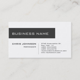 White Gray Contemporary Manager Business Card