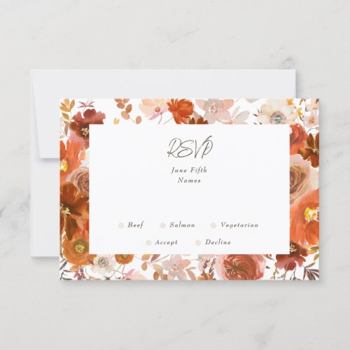 White Gray Copper Floral Botanical Wedding Frame RSVP Card