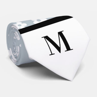 White & Gray Daisies Monogramed Necktie