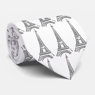 White & Gray Eiffel Tower Tie