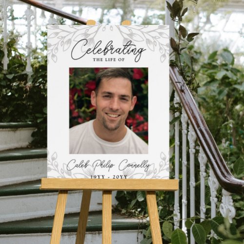 White Gray Faint Greenery Celebrating Life Photo Foam Board