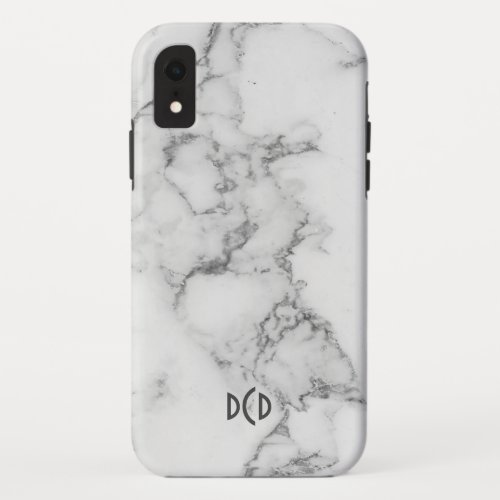 White  gray  faux marble iPhone XR case