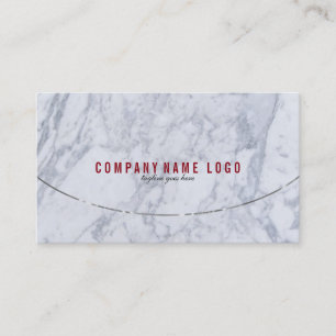 White & Gray Faux Marble Silver Accents Business Card