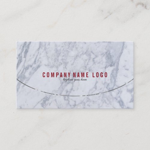 White  Gray Faux Marble Silver Accents Business Card