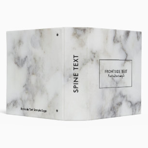 White & Gray Faux Marble Stone 3 Ring Binder