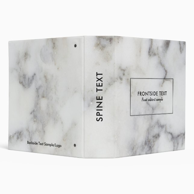 White & Gray Faux Marble Stone 3 Ring Binder (Background)