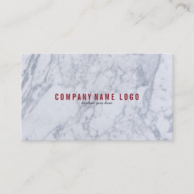 White & Gray Faux Marble Stone Business Card (Front)