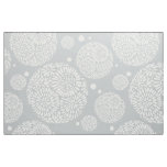 White &amp; Gray Floral Geometric Circles Fabric