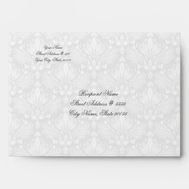 White&Gray Floral Lace Envelope (Front)