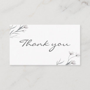 White Gray Floral thank you Stylish simple Wedding Enclosure Card
