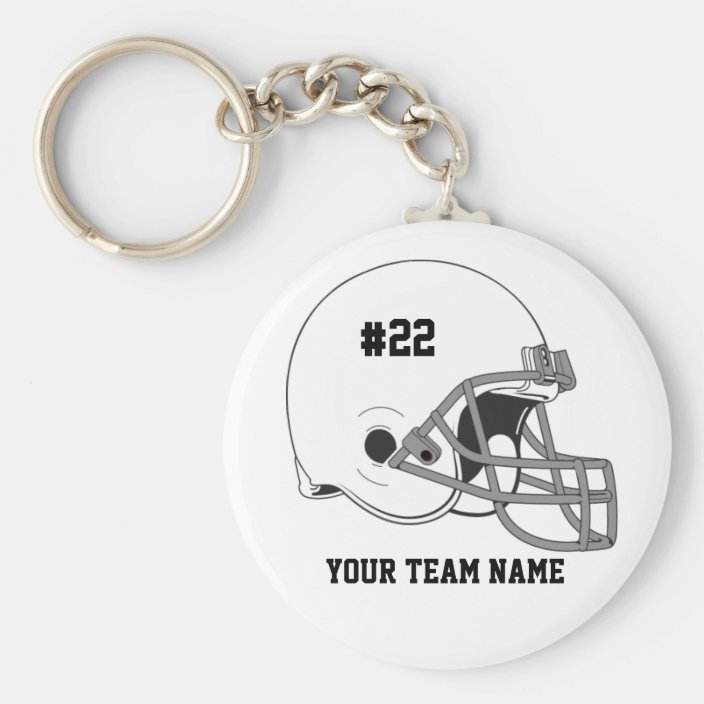 White Gray Football Helmet•Custom Keychain