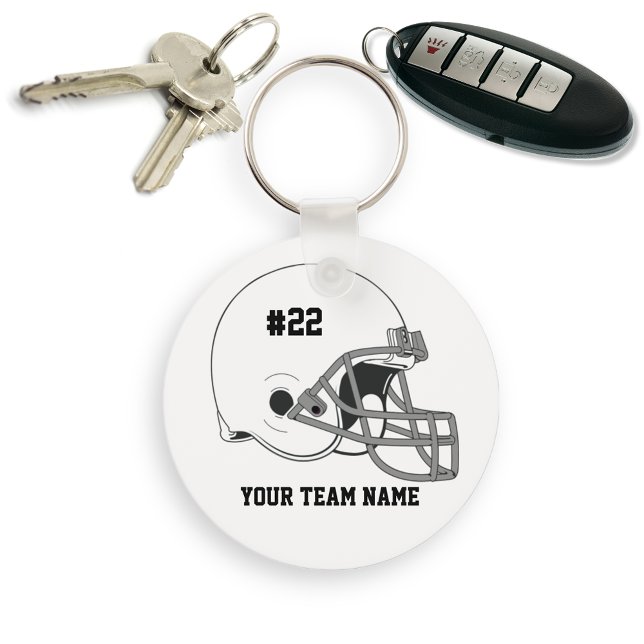 White Gray Football Helmet•Custom Keychain (Creator Uploaded)