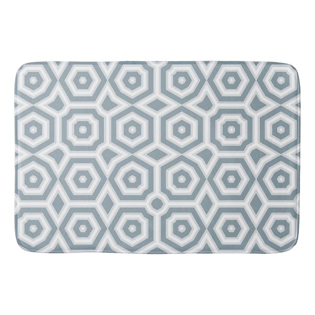 white gray geometric pattern art deco  bath mat (Front)