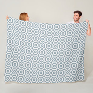 white gray geometric pattern art deco fleece blanket