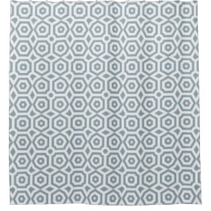 white gray geometric pattern art deco shower curtain