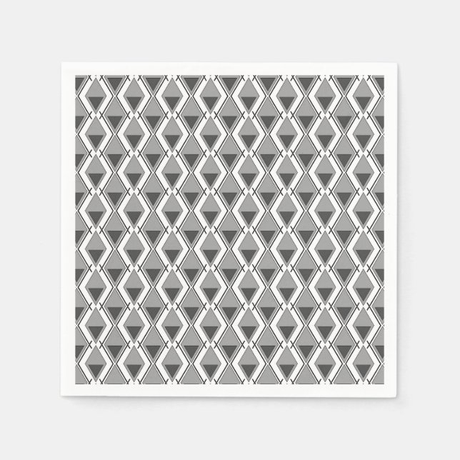 white gray geometric print art deco napkins (Front)