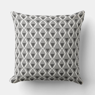 white gray geometric print art deco throw pillow