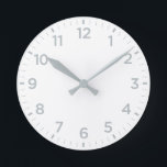 White Gray Gloss Minimalist Wall Clock<br><div class="desc">Simple Pure White Number Wall Clock.</div>