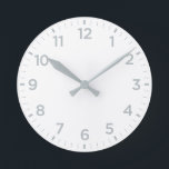 White Gray Gloss Minimalist Wall Clock<br><div class="desc">Simple Pure White Number Wall Clock.</div>