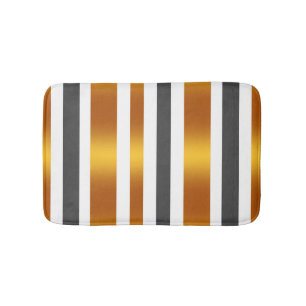 White gray gold effect striped bath mat