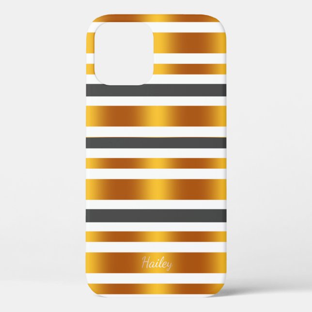 White gray gold effect striped Case-Mate iPhone case (Back)