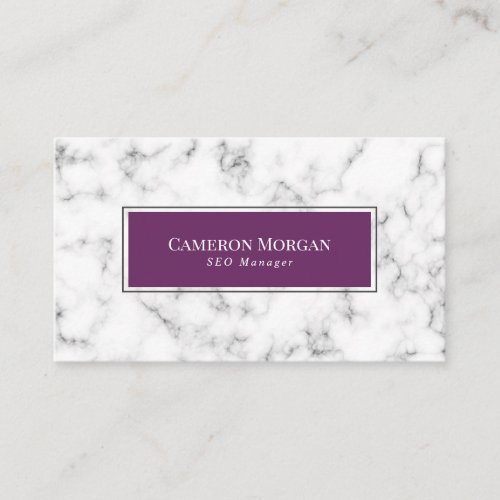 White Gray Grape Purple Marble Business Card