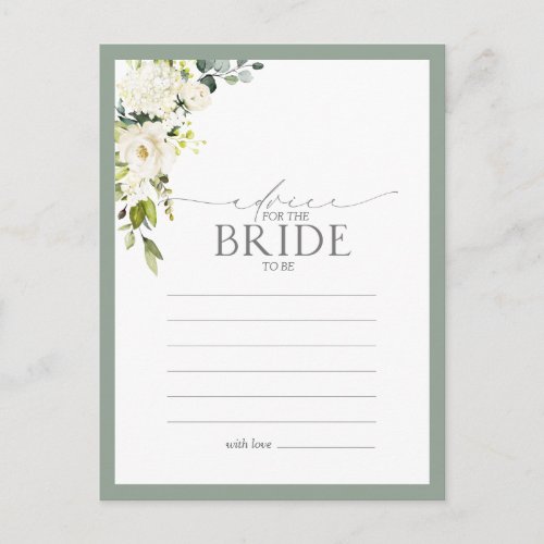White Gray Green Floral Advice To The Bride Postcard