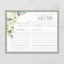 White Gray Green Floral Bridal Shower Recipe Card