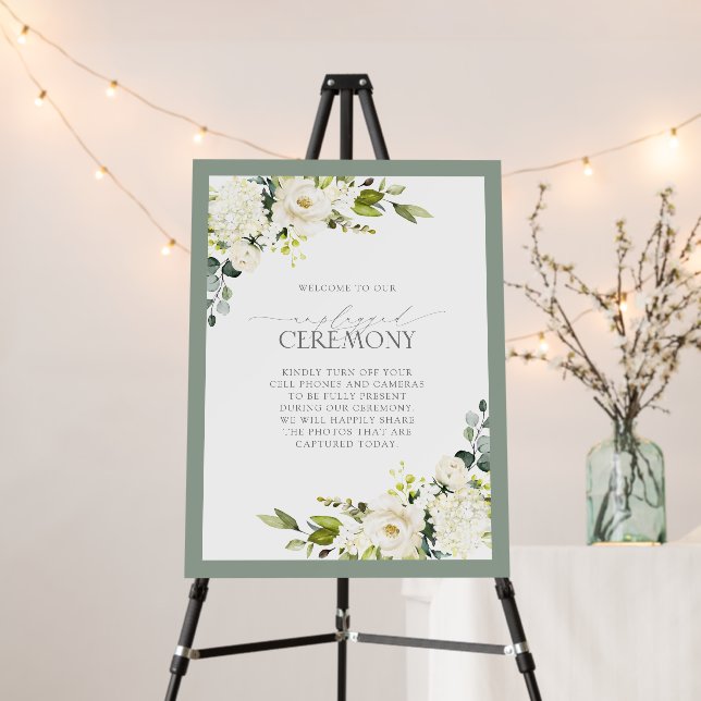 White Gray Green Floral Watercolor Unplugged Foam Board (In Situ (Stand))