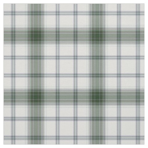 White Gray Green Tartan Plaid Fabric