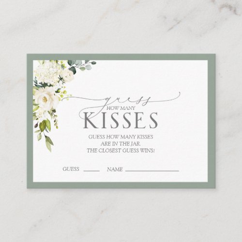 White Gray Green Watercolor Bridal Shower Game Enclosure Card