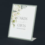 White Gray Green Watercolor Bridal Shower Gift Pedestal Sign<br><div class="desc">Designed to coordinate with my Elegant White Gray Green Watercolor Bridal Shower Suite, this gorgeous bridal shower gifts pedestal sign features a floral bouquet of lush gray green botanical leaves in shades of love and eucalyptus, and bordered in pale eucalyptus blue gray green. Part of a coordinated suite. See full...</div>