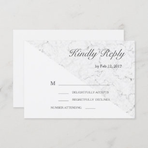 White gray grey marble effect modern wedding rsvp invitation