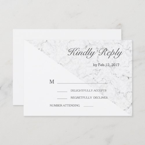 White gray grey marble effect modern wedding rsvp invitation