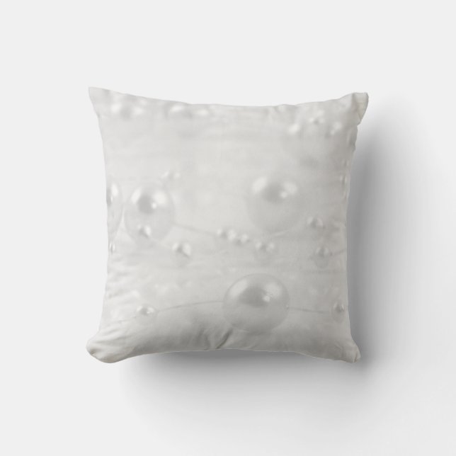 White Gray / Grey Wedding Pearls Throw Pillow (Front)