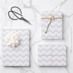White Gray Herringbone Pattern Wrapping Paper Sheets