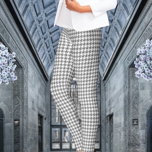 White  Gray Houndstooth Leggings