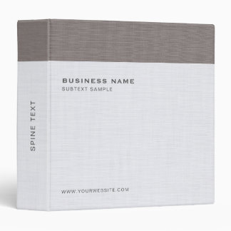 White Gray Linen Texture Custom Business Name Logo 3 Ring Binder