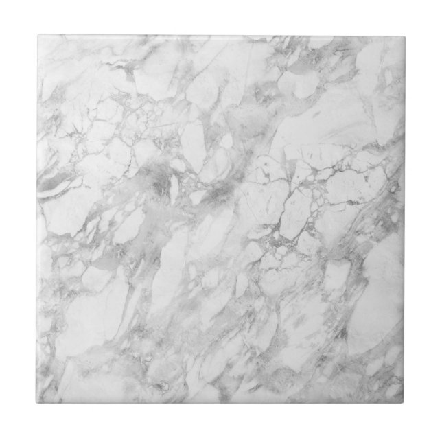 White Gray Marble Classic Elegant Beauty Glitz Ceramic Tile (Front)