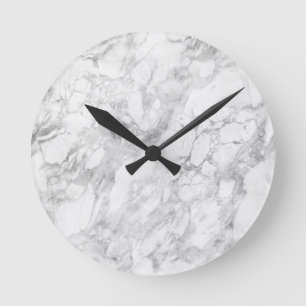 White Gray Marble Classic Elegant Beauty Glitzy Round Clock