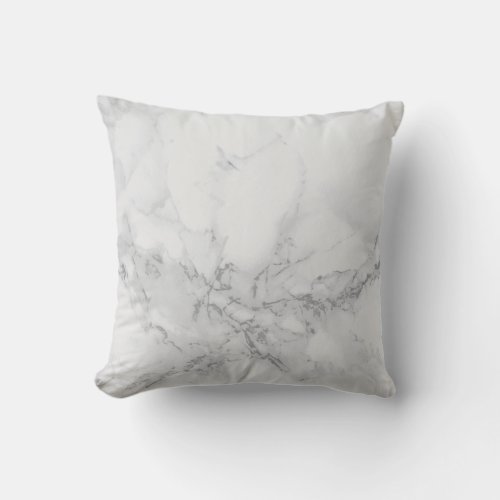 White Gray Marble Design Throw Pillow