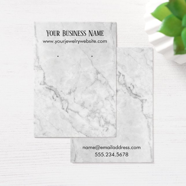 White & Gray Marble Earring Holder Display Cards (Desk)
