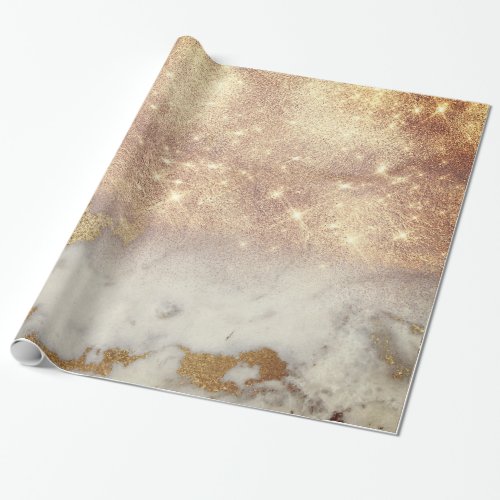 White Gray Marble Golden Shiny Brush Glitter Spark Wrapping Paper