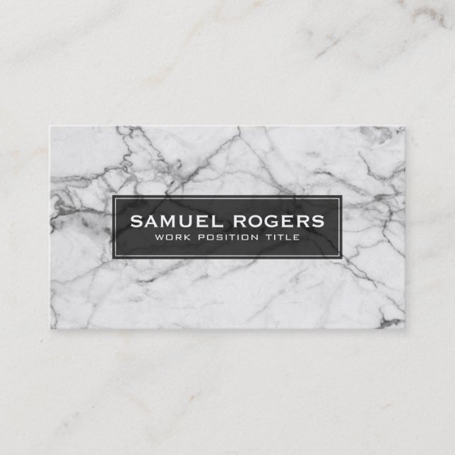 White & Gray Marble Print Business Card (Front)