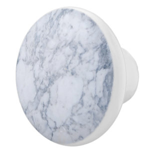 White & Gray Marble Print Ceramic Knob