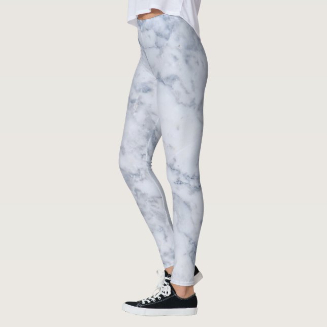 White & Gray Marble Print Leggings (Left)